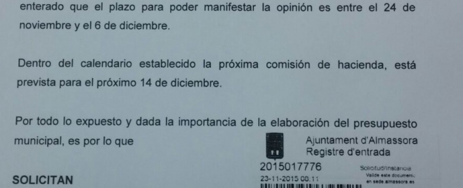 Solicitud comisión extraordinaria