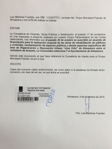 Instancia copia de convenio 167