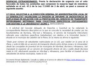 Extracto informe autobús UJI