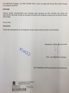 Instancia contratación obras Recinte Fester