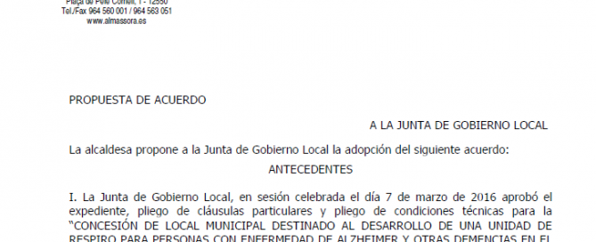 Modificación pliego unidad de respiro