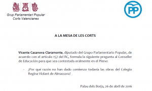 Pregunta a la mesa de Les Corts