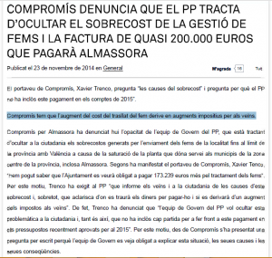 20141123 Compromís teme subida basuras