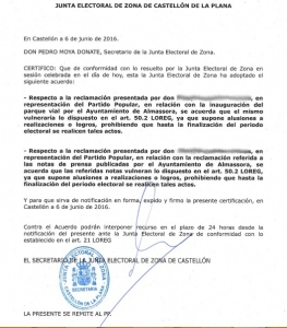 Resolución denuncia Almassora