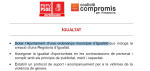 Acuerdo de gobierno. Igualdad