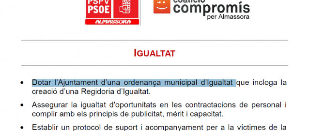 Acuerdo de gobierno. Igualdad