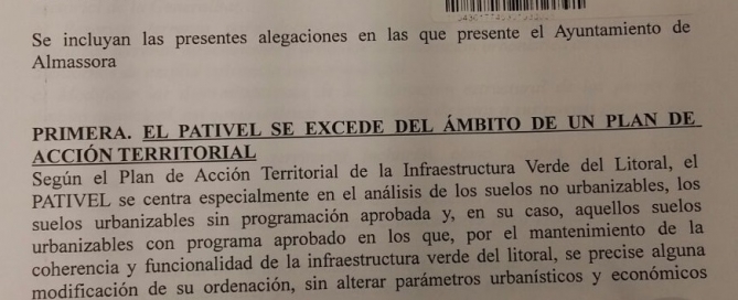 Alegaciones PP Almassora Plan contra la Costa