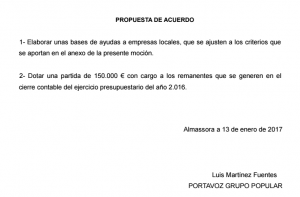 Moción empresas ayudas
