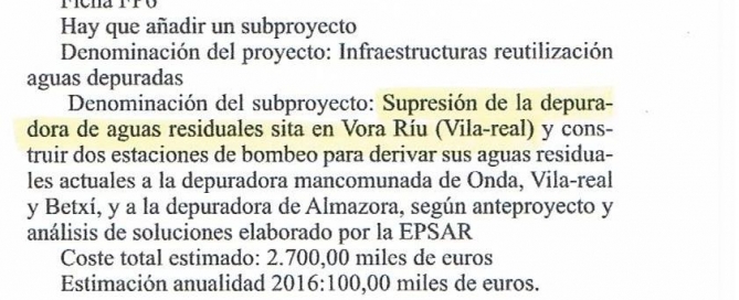 Enmienda PP rechazada depuradora Vora Riu