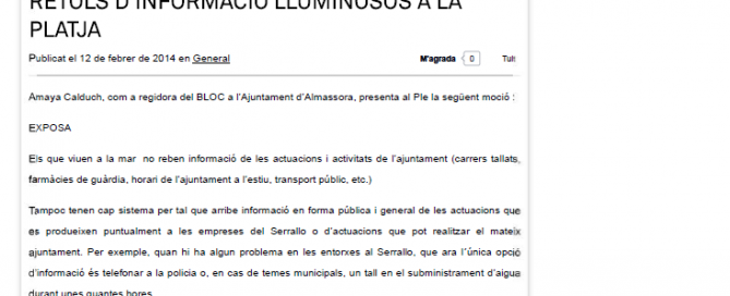 Moción Compromís 2014 rótulos luminosos