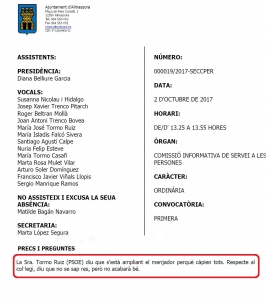 Extracto declaraciones concejala Educación