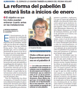 Reforma pabellón B lista inicios de enero