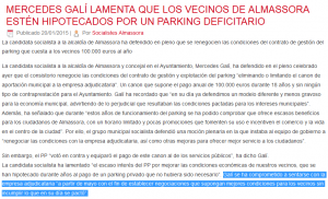 Anuncio PSPV negociación aparcamiento soterrado