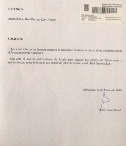 Pregunta PP sobre entrega de remanentes
