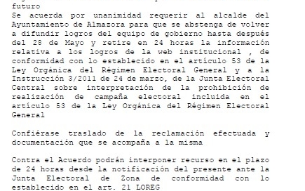 Resolución Junta Electoral Almassora