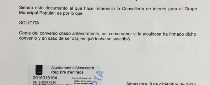 Instancia copia de convenio 167