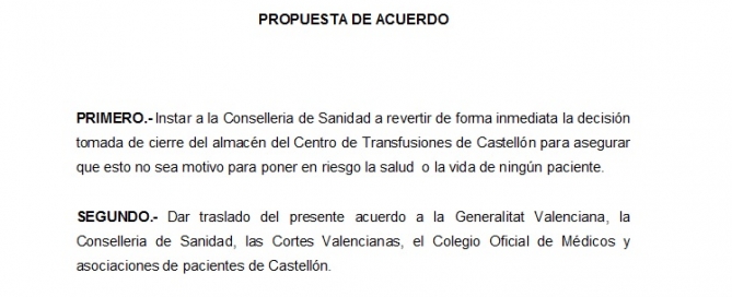 Moción banco de sangre