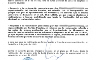 Resolución denuncia Almassora