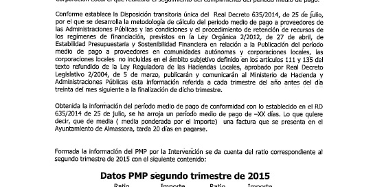 Periodo medio de pago segundo trimestre 2015