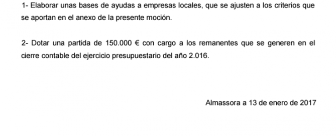 Moción empresas ayudas