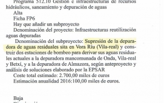 Enmienda PP rechazada depuradora Vora Riu