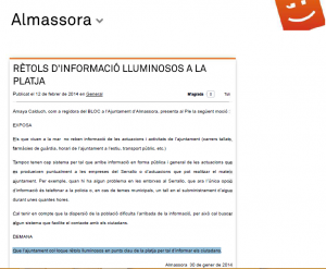 Moción Compromís 2014 rótulos luminosos