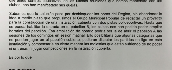 Instancia uso pabellón A polideportivo