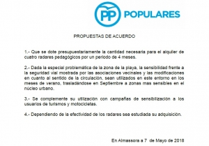 Radares pedagógicos moción PP