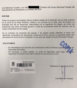 Instancia Junta Local de Seguridad Juan de Austria
