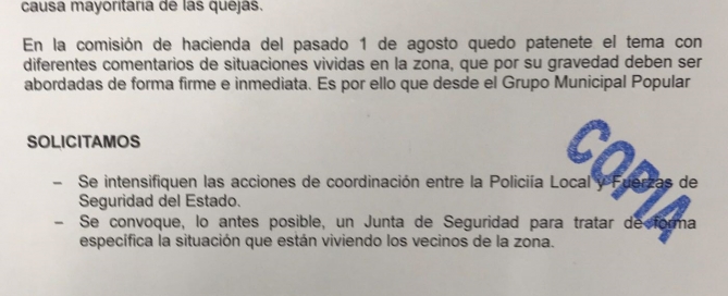 Instancia Junta Local de Seguridad Juan de Austria