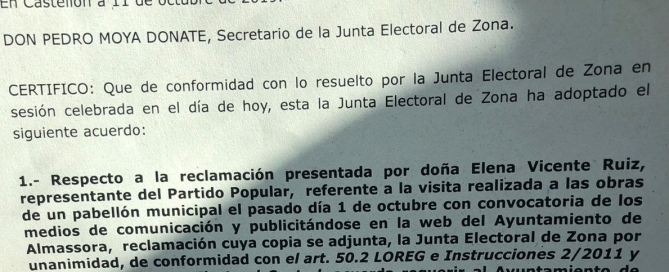 Resolución Junta Electoral de Zona